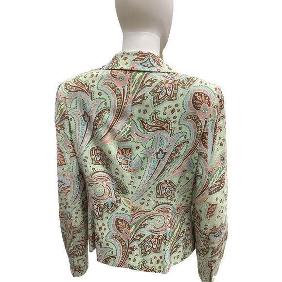 NWT J.McLaughlin Blazer Womens SZ12 Silk Cotton Spandex Blend Floral Print Green - Picture 4 of 5